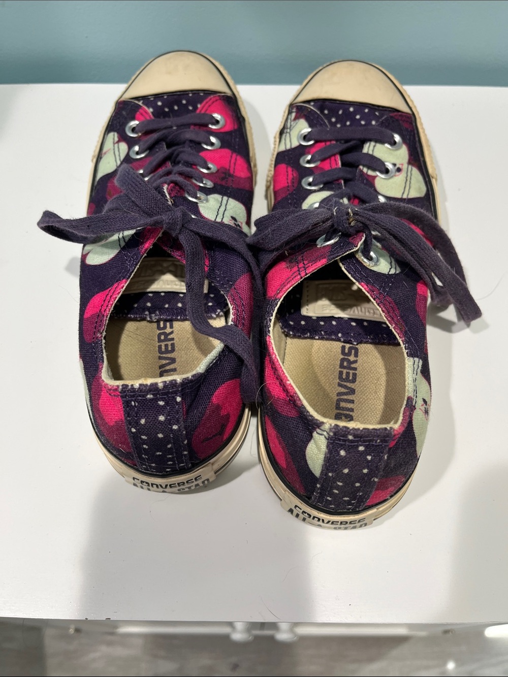 Converse Low-Top Canvas Sneakers in Dark Purple and Hot Pink - Picture 6 of 7
